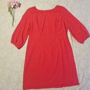 14P Talbots Red Lace-neck Dress